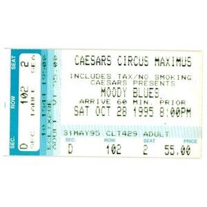 Vintage 1995 Moody Blues Concert Ticket Stub Stateline NV